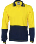 DNC Workwear Work Wear Yellow/Navy / 5XL DNC WORKWEAR Hi-Vis Cool Breeze Cotton Jersey Food Industry Long Sleeve Polo 3906