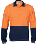 DNC Workwear Work Wear Orange/Navy / XS DNC WORKWEAR Hi-Vis Cool-Breeze Cotton Jersey Long Sleeve Polo Shirt with Underarm Cotton Mesh 3846