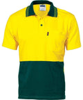 DNC Workwear Work Wear Yellow/Bottle Green / L DNC WORKWEAR Hi-Vis Cool-Breeze Cotton Jersey Short Sleeve Polo Shirt with Underarm Cotton Mesh 3845