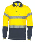 DNC Workwear Work Wear Yellow/Navy / S DNC WORKWEAR Hi-Vis Cool-Breeze Cotton Long Sleeve Jersey Polo with CSR Reflective Tape 3916