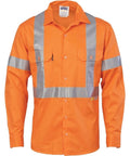 DNC Workwear Work Wear Orange / S DNC WORKWEAR Hi-Vis Cool-Breeze Cross-Back Long Sleeve Cotton Shirt with 3M Reflective Tape 3946