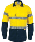 DNC Workwear Work Wear Yellow/Navy / 2XL DNC WORKWEAR Hi-Vis Cool-Breeze Long Sleeve Cotton Shirt with 3M 8910 R/Tape 3886