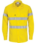 DNC Workwear Work Wear Yellow / XS DNC WORKWEAR Hi-Vis Cool-Breeze Long Sleeve Cotton Shirt with Generic Reflective Tape 3967