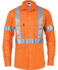 DNC Workwear Work Wear DNC WORKWEAR Hi-Vis Cool-Breeze Long Sleeve Cotton Shirt with X Back & Additional 3M Reflective Tape on Tail 3746