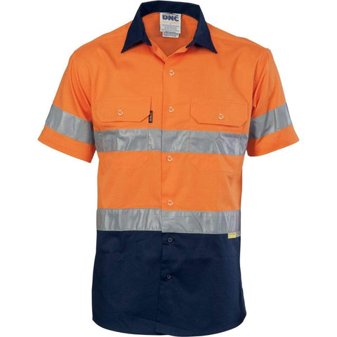 DNC Workwear Work Wear DNC WORKWEAR Hi-Vis Cool-Breeze Short Sleeve Cotton Shirt with 3M 8906 Reflective Tape 3887