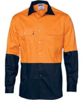 DNC Workwear Work Wear DNC WORKWEAR Hi-Vis Cool-Breeze Vertical Vented Long Sleeve Cotton Shirt 3732