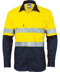 DNC Workwear Work Wear Yellow/Navy / XS DNC WORKWEAR Hi-Vis Cool-Breeze Vertical Vented Long Sleeve Cotton Shirt with Generic Reflective Tape 3984
