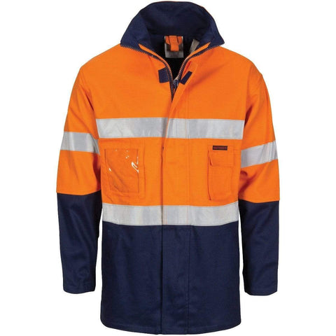 DNC Workwear Work Wear Orange/Navy / XS DNC WORKWEAR Hi-Vis Cotton Drill 2-in-1 Jacket with Generic Reflective Tape 3767