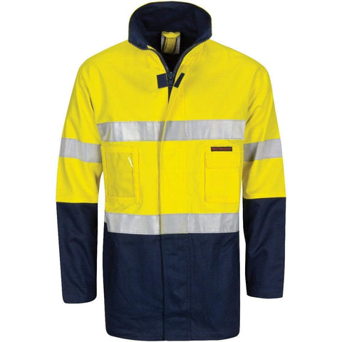 DNC Workwear Work Wear Yellow/Navy / XS DNC WORKWEAR Hi-Vis Cotton Drill 2-in-1 Jacket with Generic Reflective Tape 3767