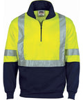 DNC Workwear Work Wear Yellow/Navy / M DNC WORKWEAR Hi-Vis Cross Back D/N Two Tone 1/2 Zip Fleecy Sweatshirt 3929