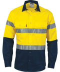 DNC Workwear Work Wear Yellow/Navy / 2XL DNC WORKWEAR Hi-Vis D/N 2 Tone Long Sleeve Drill Shirt with Generic R/Tape 3982