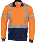 DNC Workwear Work Wear Orange/Navy / XS DNC WORKWEAR Hi-Vis D/N Cool-Breathe Long Sleeve Polo Shirt with Cross-Back R/Tape 3914