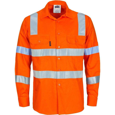 DNC Workwear Work Wear Orange / XS DNC WORKWEAR Hi-Vis D/N Lightweight Cotton Shirt 3743
