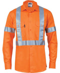 DNC Workwear Work Wear Orange / XS DNC WORKWEAR Hi-Vis D/N Long Sleeve Cotton Shirt with Cross Back Generic R/Tape 3989
