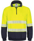 DNC Workwear Work Wear Yellow/Navy / XS DNC WORKWEAR Hi-Vis Segment Taped 1/2 Zip Fleecy Windcheater 3529