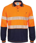 DNC Workwear Work Wear Orange/Navy / XS DNC WORKWEAR Hi-Vis Segment Taped Cotton Backed Long Sleeve Polo 3518