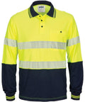 DNC Workwear Work Wear Yellow/Navy / XS DNC WORKWEAR Hi-Vis Segment Taped Cotton Backed Long Sleeve Polo 3518