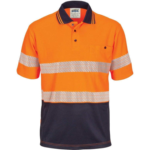 DNC Workwear Work Wear Orange/Navy / XS DNC WORKWEAR Hi-Vis Segment Taped Micromesh Short Sleeve Polo 3511