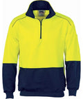 DNC Workwear Work Wear Yellow/Navy / XS DNC WORKWEAR Hi-Vis Two-Tone 1/2 Zip Reflective Piping Sweatshirt 3928