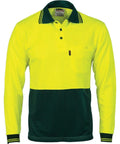 DNC Workwear Work Wear Yellow/Bottle Green / XS DNC WORKWEAR Hi-Vis Two Tone Cool Breathe Long Sleeve Polo Shirt 3813