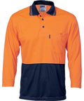 DNC Workwear Work Wear Orange/Navy / 2XL DNC WORKWEAR Hi-Vis Two Tone Cool Breathe Polo Shirt 3/4 Sleeve 3812