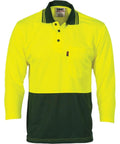 DNC Workwear Work Wear Yellow/Bottle Green / 2XL DNC WORKWEAR Hi-Vis Two Tone Cool Breathe Polo Shirt 3/4 Sleeve 3812