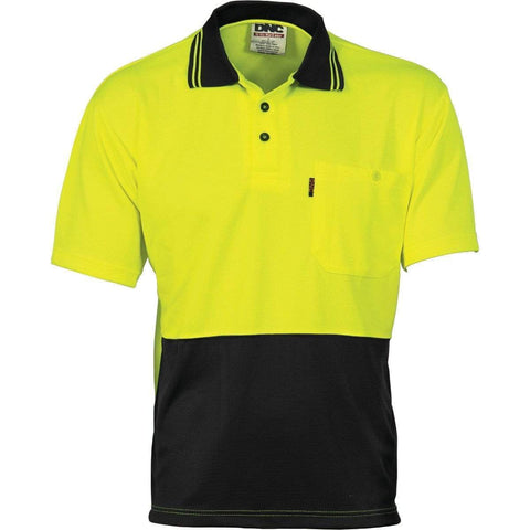 DNC Workwear Work Wear Yellow/Black / XS DNC WORKWEAR Hi-Vis Two-Tone Cool Breathe Short Sleeve Polo Shirt 3811