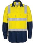 DNC Workwear Work Wear Yellow/Navy / XS DNC WORKWEAR Hi-Vis Two-Tone Cool-Breeze Long Sleeve Cotton Shirt with Hoop & Shoulder CSR Reflective Tape 3747
