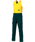 DNC Workwear Work Wear Yellow/Bottle Green / 77R DNC WORKWEAR Hi-Vis Two-Tone Cotton Action Back Overall 3853