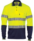 DNC Workwear Work Wear DNC WORKWEAR Hi-Vis Two Tone Cotton Back Long Sleeve Polo with Generic Reflective Tape 3718