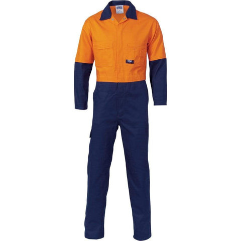 DNC Workwear Work Wear Orange/Navy / 77R DNC WORKWEAR Hi-Vis Two-Tone Cotton Coverall 3851