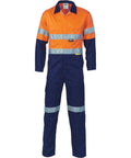 DNC Workwear Work Wear Orange/Navy / 77R DNC WORKWEAR Hi-Vis Two-Tone Cotton Coverall with 3M Reflective Tape 3855
