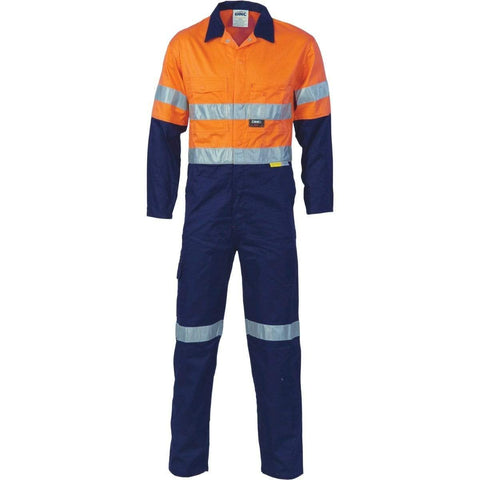 DNC Workwear Work Wear Orange/Navy / 77R DNC WORKWEAR Hi-Vis Two-Tone Cotton Coverall with 3M Reflective Tape 3855