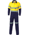 DNC Workwear Work Wear Yellow/Navy / 77R DNC WORKWEAR Hi-Vis Two-Tone Cotton Coverall with 3M Reflective Tape 3855