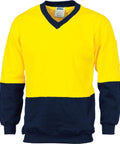 DNC Workwear Work Wear DNC WORKWEAR Hi-Vis Two-Tone Cotton Fleecy V-Neck Sweatshirt 3922