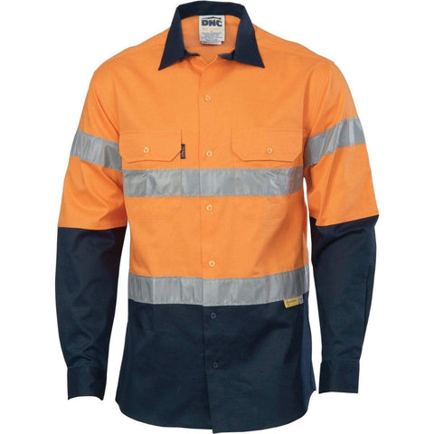 DNC Workwear Work Wear DNC WORKWEAR Hi-Vis Two-Tone Drill Long Sleeve Shirts with 3M 8906 Reflective Tape 3736