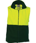 DNC Workwear Work Wear Yellow/Bottle Green / XL DNC WORKWEAR Hi-Vis Two Tone Full Zip Polar Fleece Vest 3828