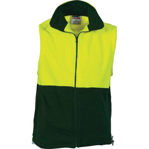 DNC Workwear Work Wear Yellow/Bottle Green / XL DNC WORKWEAR Hi-Vis Two Tone Full Zip Polar Fleece Vest 3828
