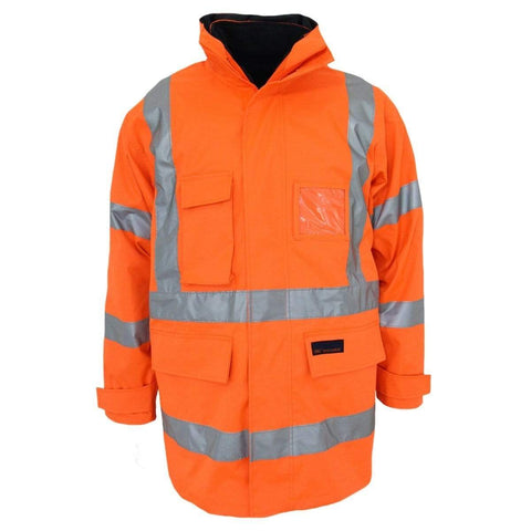 DNC Workwear Work Wear DNC WORKWEAR Hi-Vis "X" Back 6-In-1 Rain Jacket Bio-Motion Tape 3797