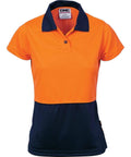 DNC Workwear Work Wear Orange/Navy / 8 DNC WORKWEAR Ladies Hi-Vis Two-Tone Short Sleeve Polo 3897
