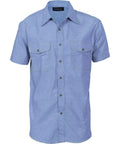 DNC Workwear Work Wear Chambray / S DNC WORKWEAR Men’s Cotton Chambray Short Sleeve Twin Flap Pocket Shirt 4103