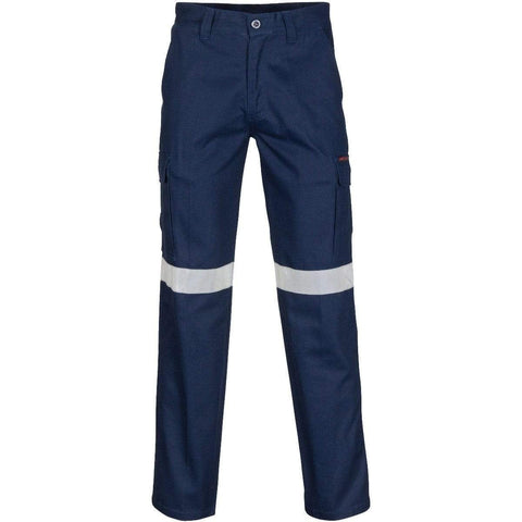 DNC Workwear Work Wear Navy / 72R DNC WORKWEAR Middle Weight Cotton Double Angled Cargo Pants With CRS Reflective Tape 3360