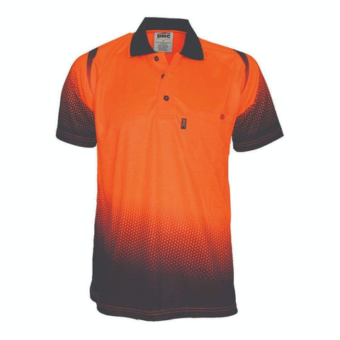 DNC Workwear Work Wear Orange/Navy / XS DNC WORKWEAR Ocean Hi Vis Sublimated Polo 3568
