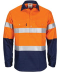 DNC Workwear Work Wear Orange/Navy / XS DNC WORKWEAR Patron Saint Flame Retardant 2 Tone Closed Front Cotton Shirt with 3M FR Tape  3407