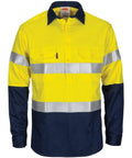 DNC Workwear Work Wear Yellow/Navy / XS DNC WORKWEAR Patron Saint Flame Retardant 2 Tone Closed Front Cotton Shirt with 3M FR Tape  3407