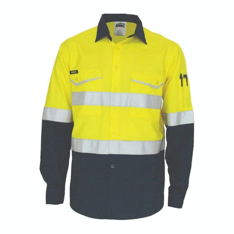 DNC Workwear Work Wear DNC WORKWEAR Two-Tone Ripstop Cotton Long Sleeve Shirt with Reflective CSR Tape 3588