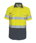 DNC Workwear Work Wear Yellow/Navy / XS DNC WORKWEAR Two-Tone Ripstop Cotton Short Sleeve Shirt with CSR Reflective Tape 3587