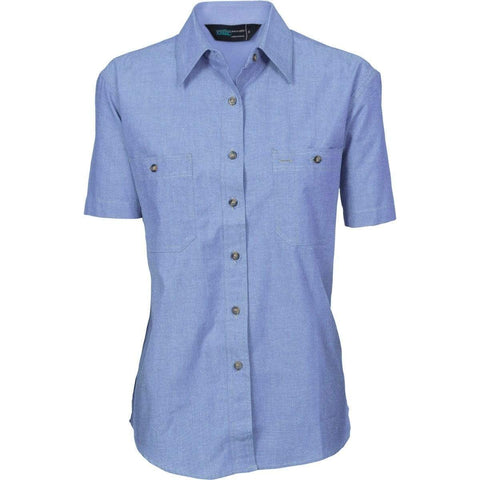 DNC Workwear Work Wear DNC WORKWEAR Women’s Cotton Chambray Shirt - Short Sleeve 4105