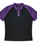 Aussie Pacific Manly Kids Polo Shirt 3318  Aussie Pacific BLACK/ELECTRIC PURPLE 4 
