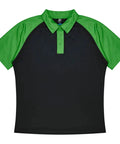 Aussie Pacific Manly Kids Polo Shirt 3318  Aussie Pacific BLACK/KAWA GREEN 4 